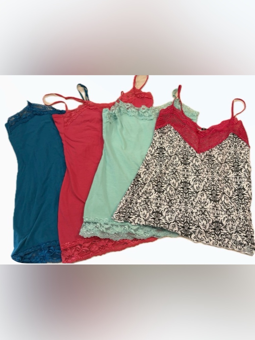 Y2K Lace Cami Tank Top Lot of 4 Medium Love Culture Charlotte Russ